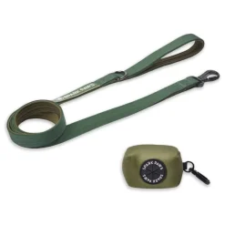 Leash and Poop Bag Holder Set - Army Green