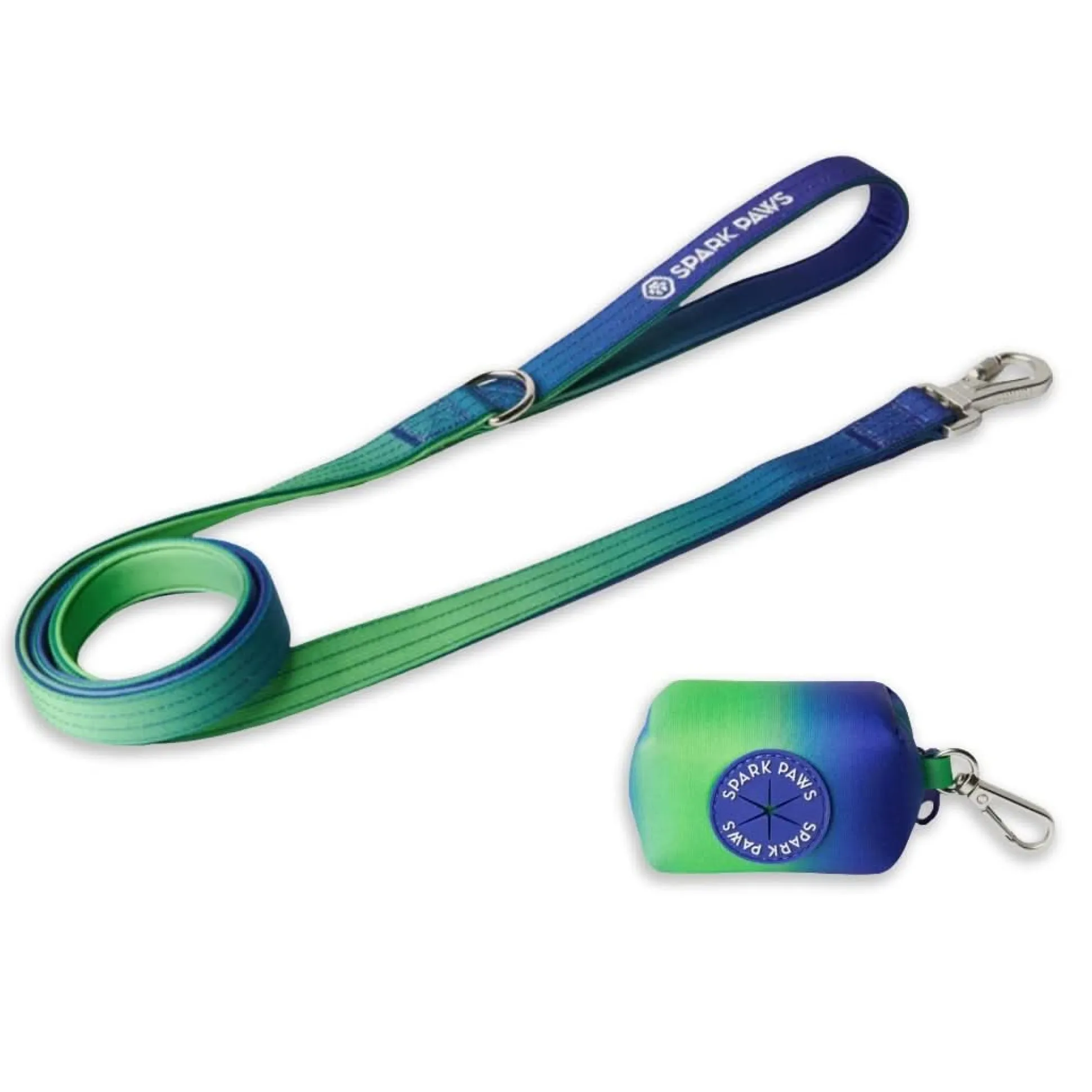 Leash and Poop Bag Holder Set - Lime Wave