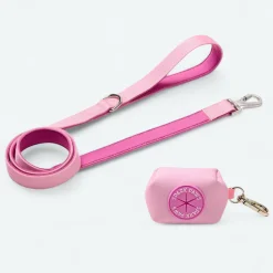 Leash and Poop Bag Holder Set - Pink