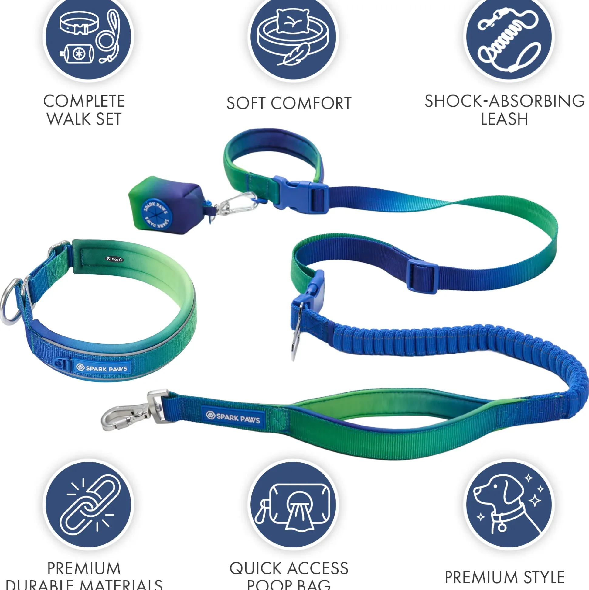 Martingale Collar and Multipurpose Leash Set - Lime Wave