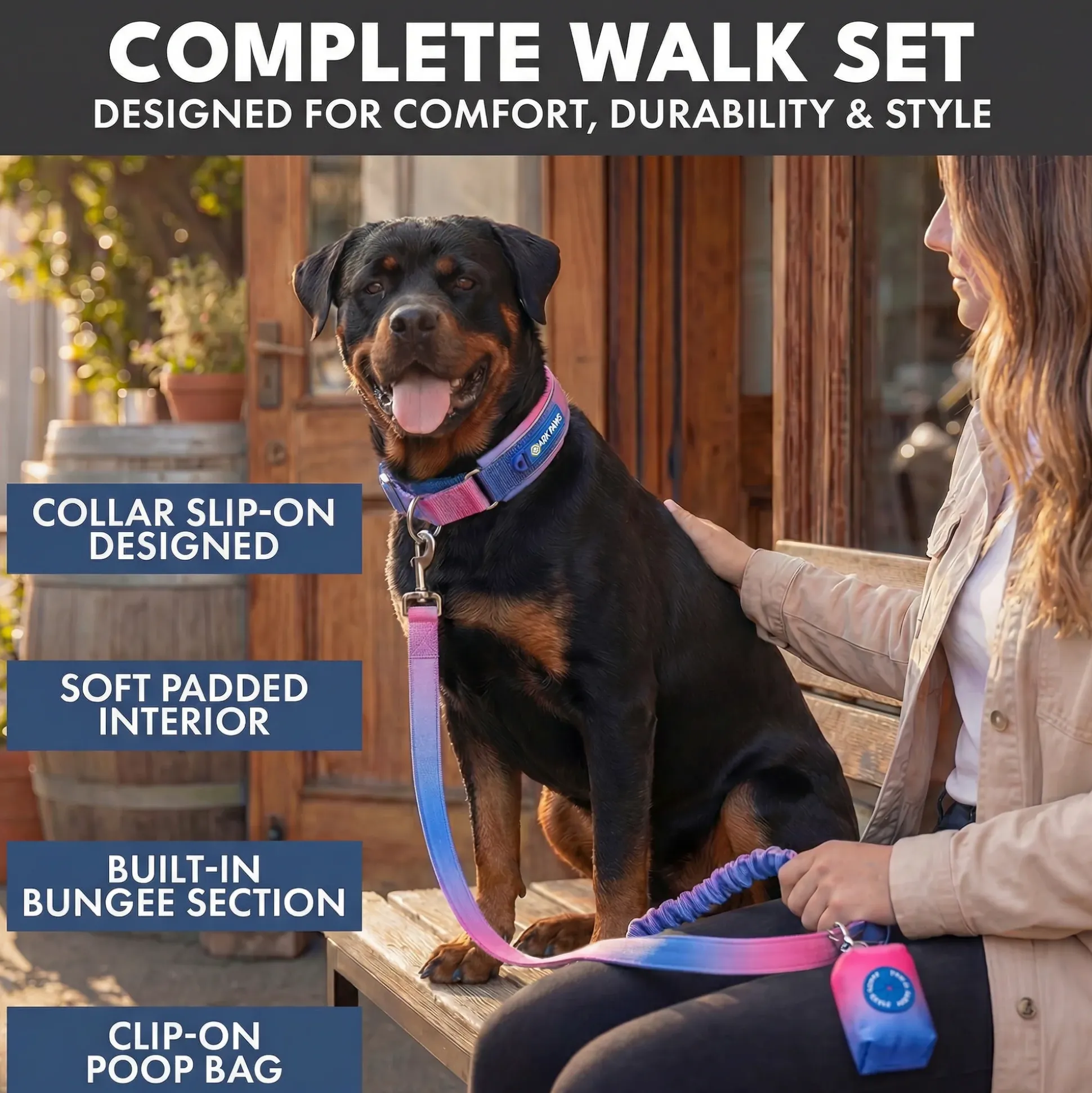Martingale Collar and Multipurpose Leash Set - Snow Cone
