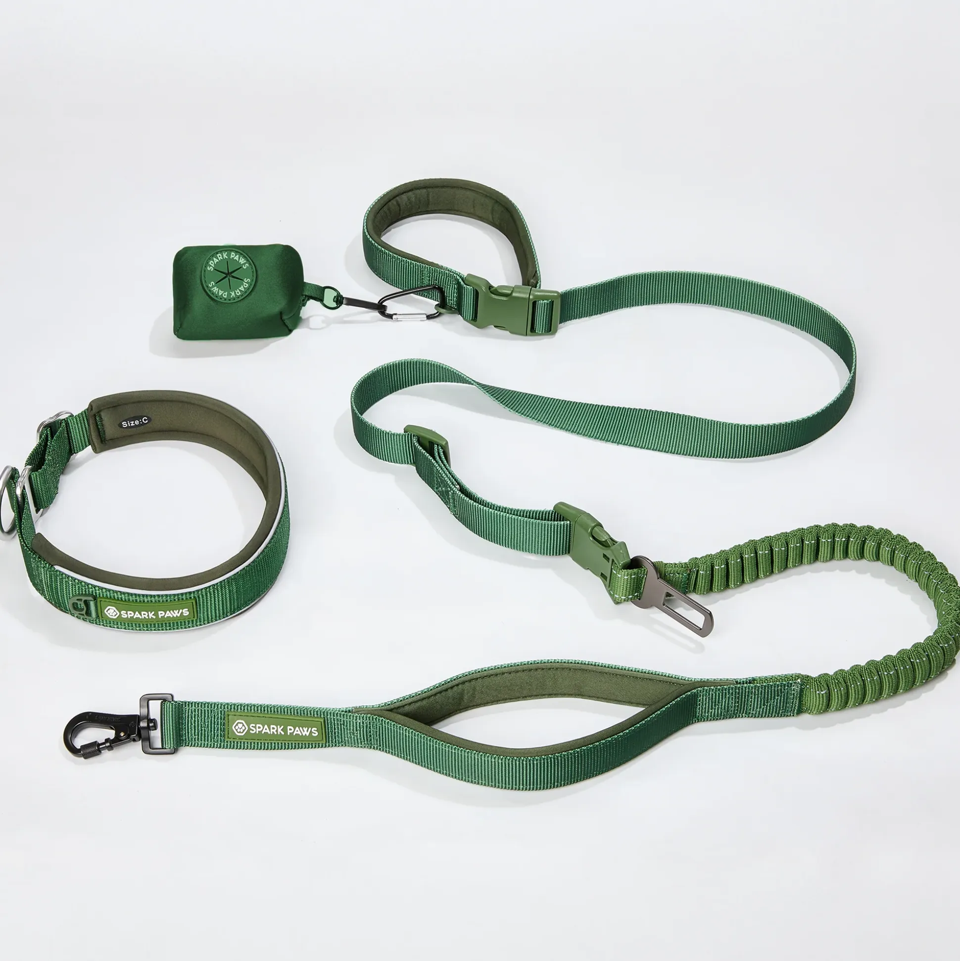 Martingale Collar and Multipurpose Leash Set - Army Green