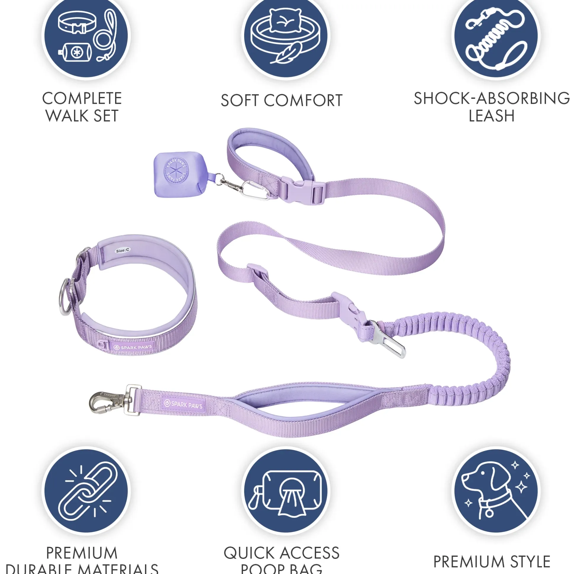 Martingale Collar and Multipurpose Leash Set - Lilac