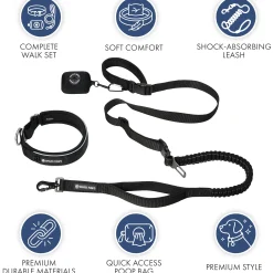 Martingale Collar and Multipurpose Leash Set - Black