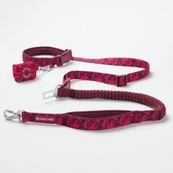 Multipurpose Seatbelt Handsfree Leash & Poop Bag Holder Set - Fuchsia Camo