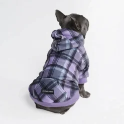 Purple Plaid Dog Hoodie