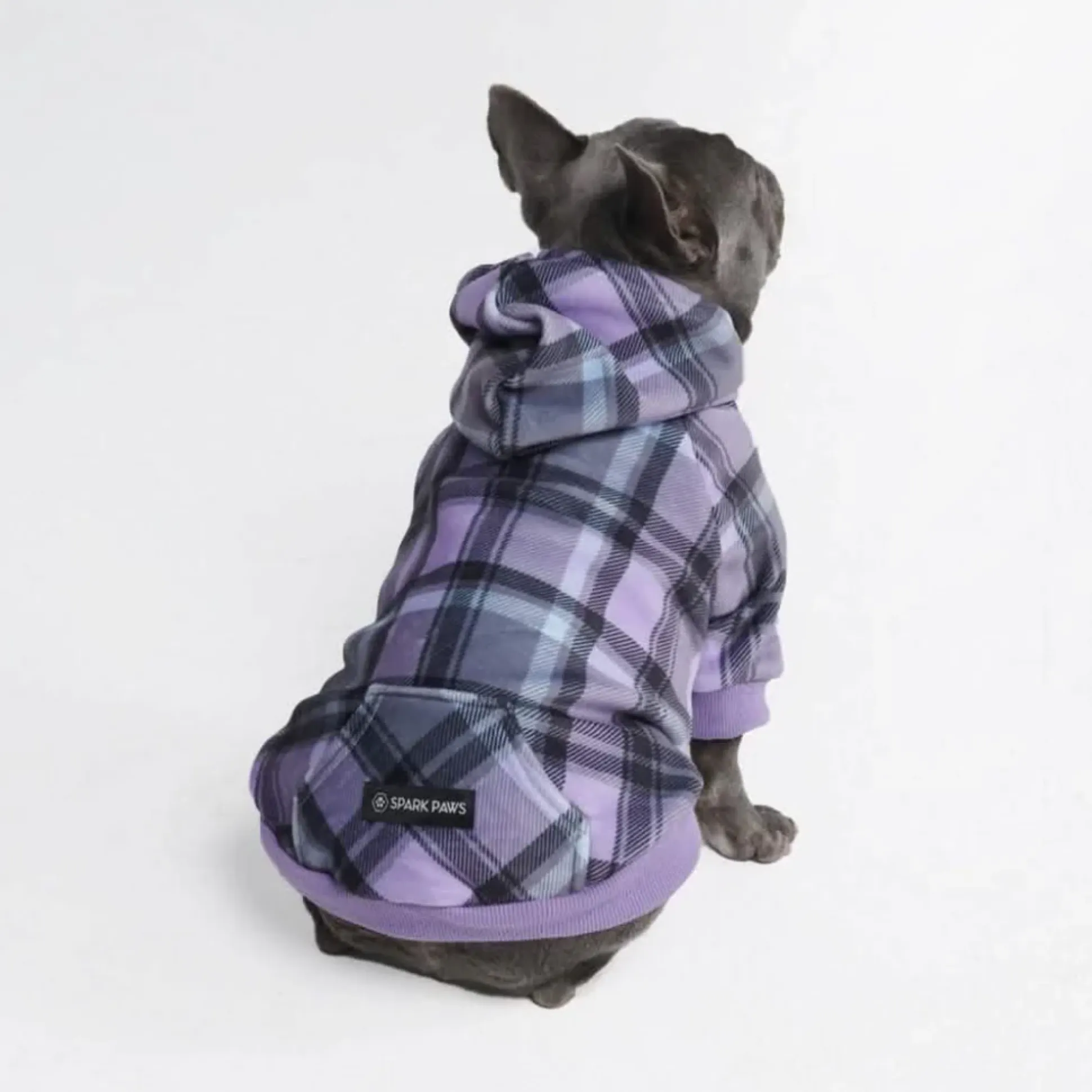 Purple Plaid Dog Hoodie