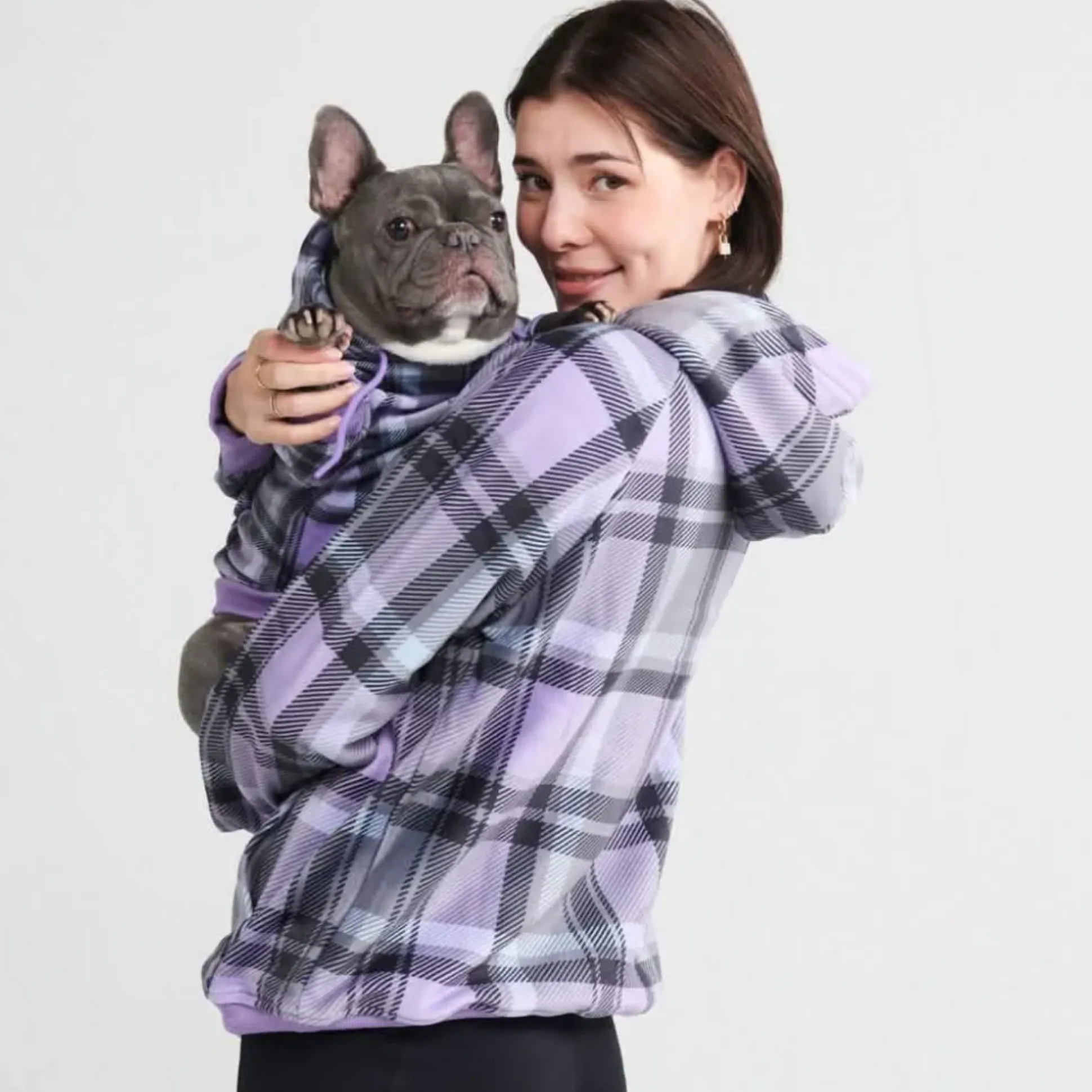 Purple Plaid Dog Hoodie