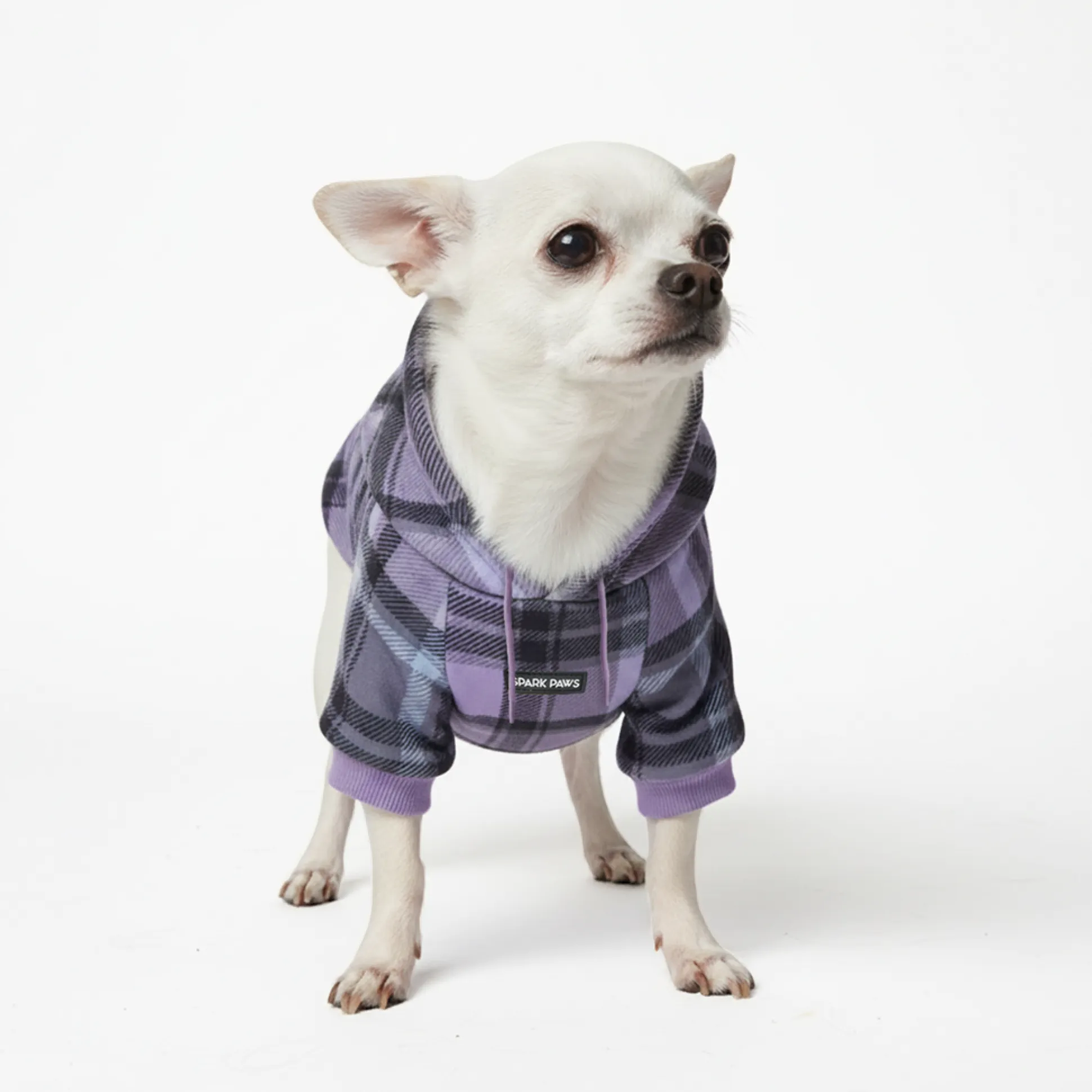 Purple Plaid Dog Hoodie