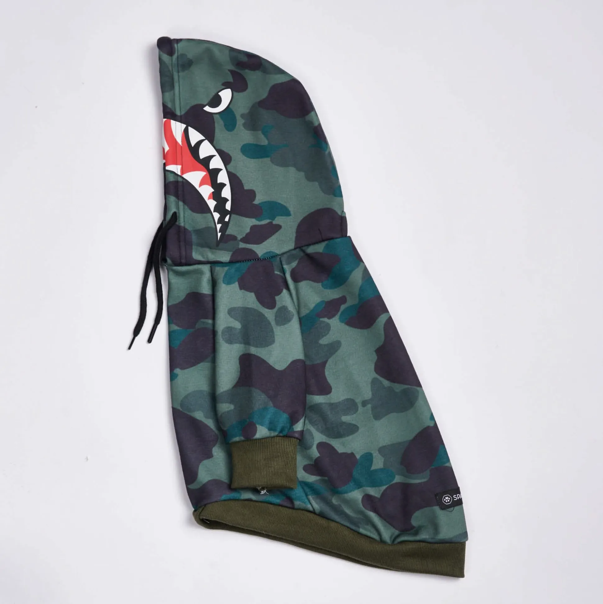 Shark Monster Dog Hoodie - Green Camo