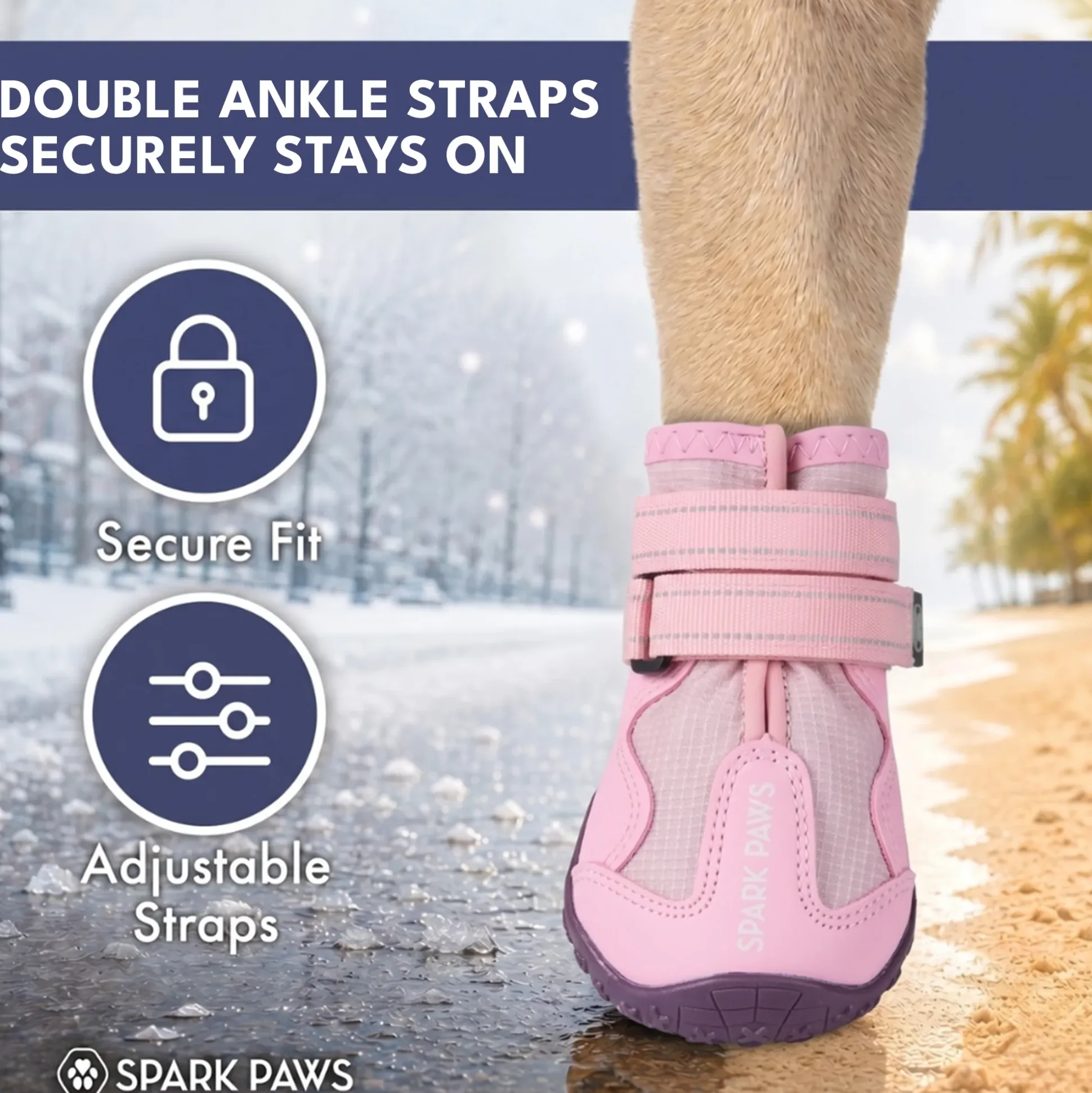 Spark Paws 365 - The All-Season Dog Shoes - Pink
