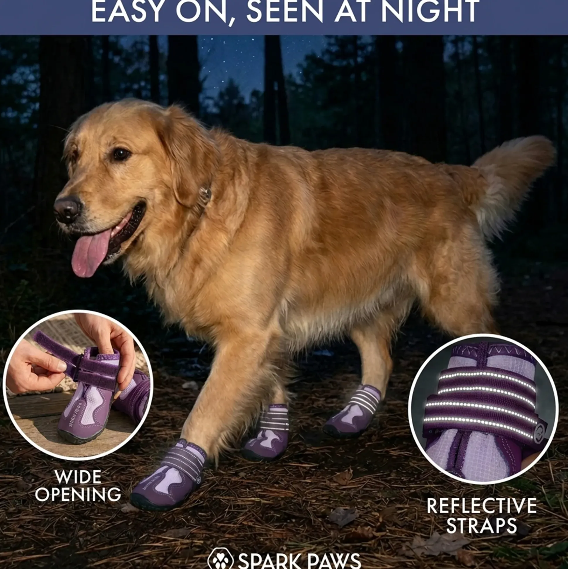 Spark Paws 365 - The All-Season Dog Shoes - Purple