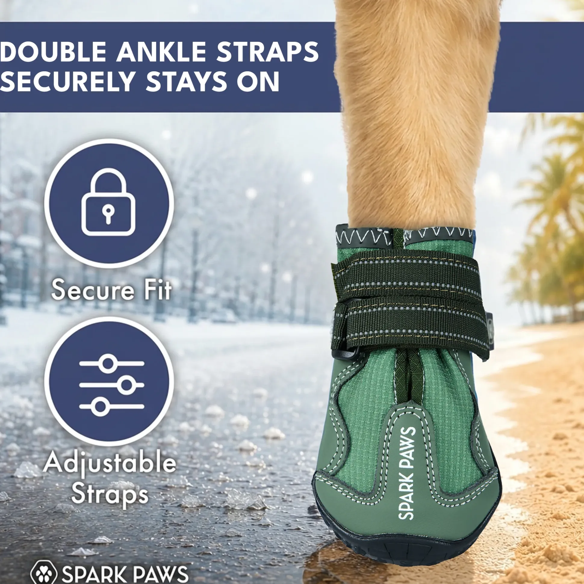 Spark Paws 365 - The All-Season Dog Shoes - Green