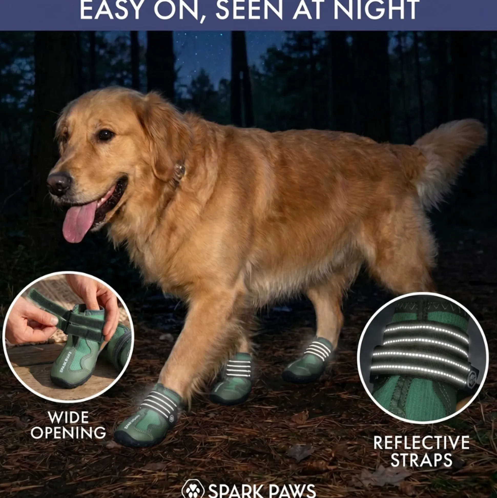 Spark Paws 365 - The All-Season Dog Shoes - Green