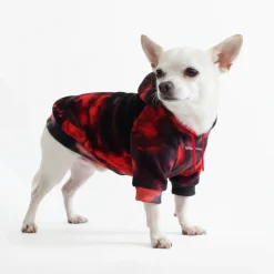 Velvet Dog Hoodie - Red & Black