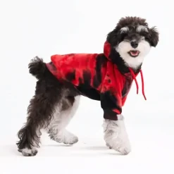 Velvet Dog Hoodie - Red & Black