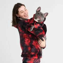 Velvet Dog Hoodie - Red & Black