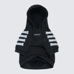WOOF Dog Hoodie - Black & Reflective