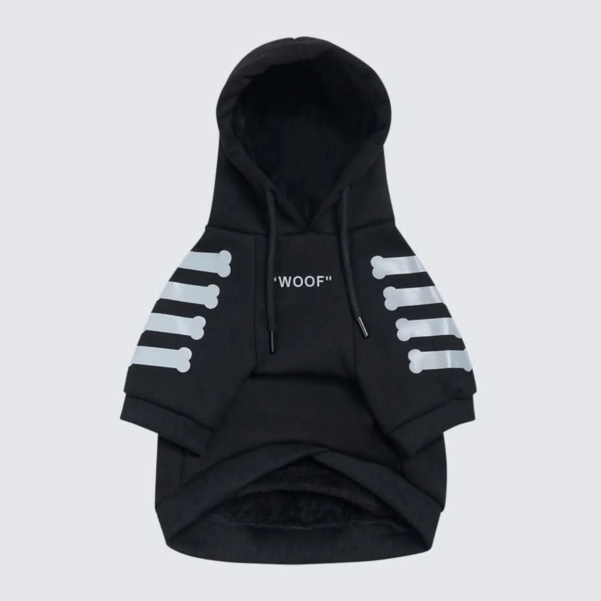 WOOF Dog Hoodie - Black & Reflective