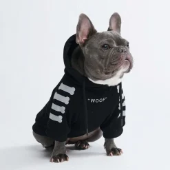 WOOF Dog Hoodie - Black & Reflective